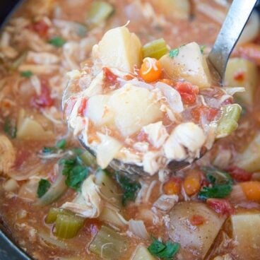 Slow Cooker Chicken Stew - a rich and hearty crockpot meal that is the perfect comfort food for a cold night.