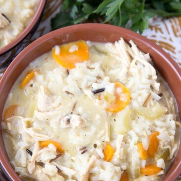 A bowl of Chicken and Rice Soup