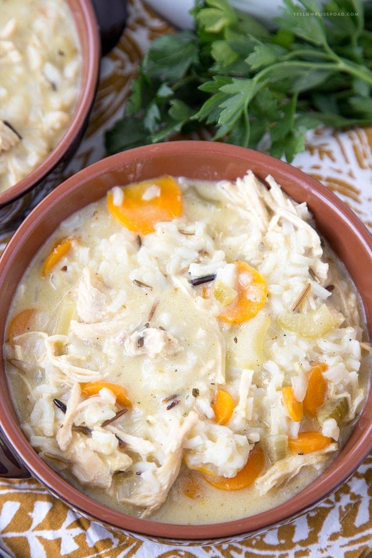 Creamy Chicken and Wild Rice Soup {Yellow Bliss Road}