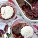 Two dishes with Chocolate Cherry dump cake and ice cream