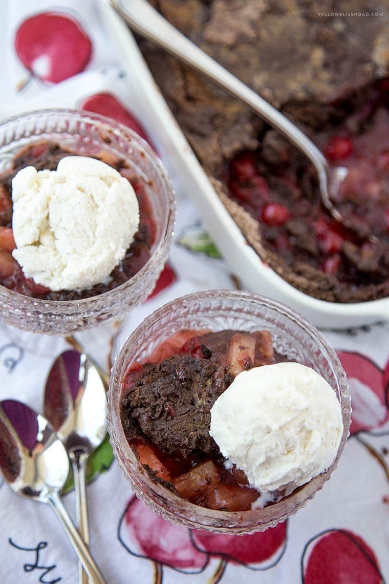 Chocolate Cherry Dump Cake with Pineapple - the easiest cobbler-like dessert you'll ever make!