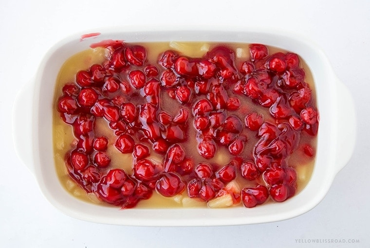 Chocolate Cherry Dump Cake with Pineapple - the easiest cobbler-like dessert you'll ever make!