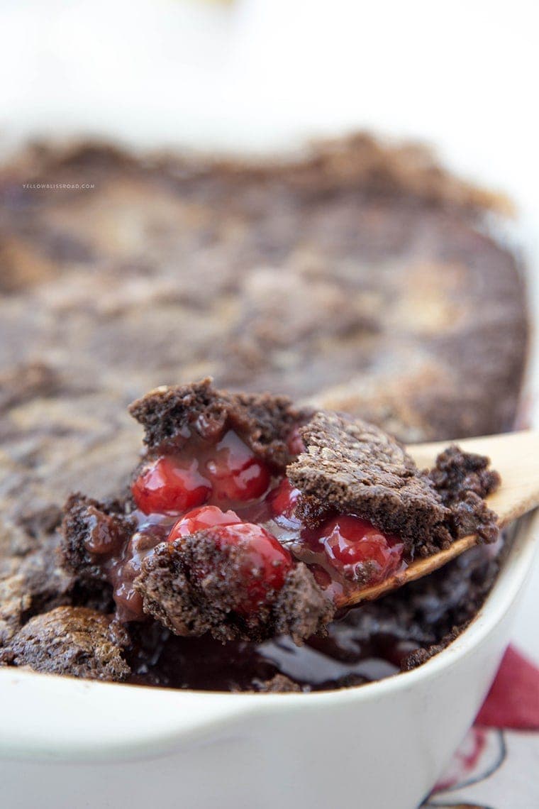 Chocolate Cherry Dump Cake with Pineapple - the easiest cobbler-like dessert you'll ever make!