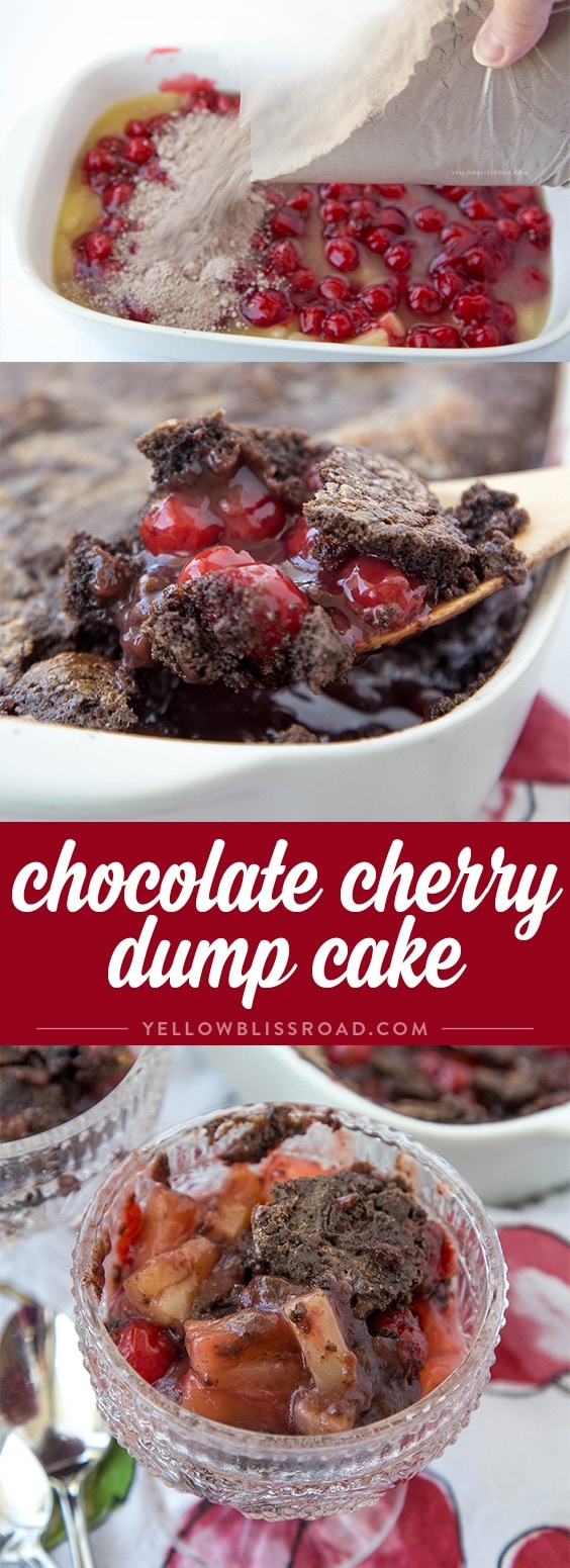 Chocolate Cherry Dump Cake with Pineapple - the easiest cobbler-like dessert you'll ever make!