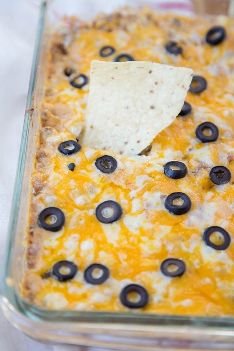 Creamy Taco Dip - a hearty, beefy, cheesy dip that's perfect for game day or any other day!