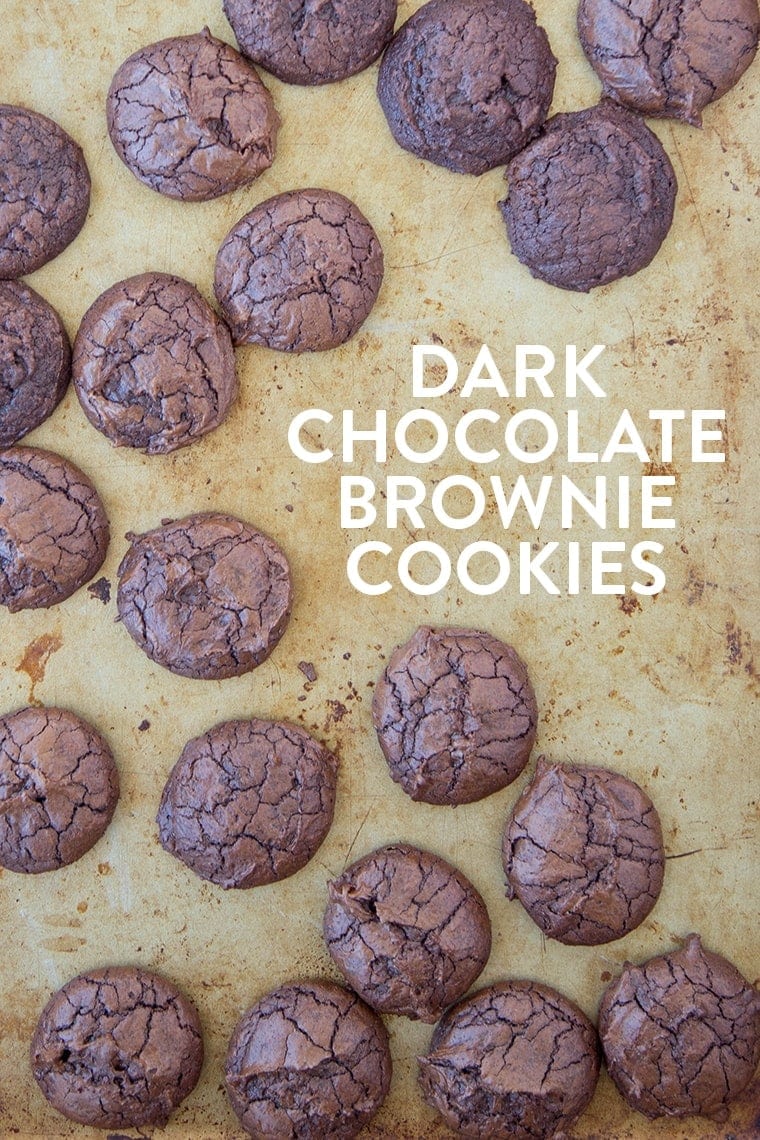 Dark Chocolate Brownie Cookies - super decadant fudgy cookies that are tender and chewy like a brownie!