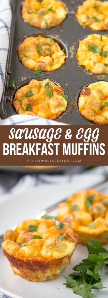 Easy Egg & Sausage Breakfast Muffins | YellowBlissRoad.com