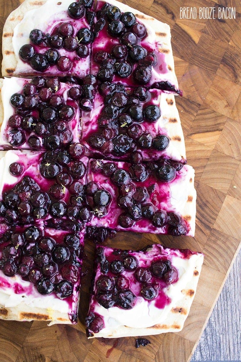 Grilled Blueberry Dessert Pizza is a perfect dessert for your next cookout! Prep your ingredients ahead of time and bring everything together in just 10 minutes!
