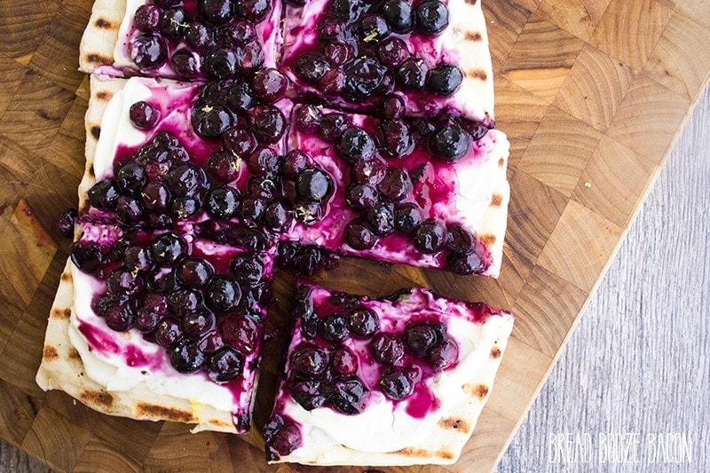 Grilled Blueberry Dessert Pizza is a perfect dessert for your next cookout! Prep your ingredients ahead of time and bring everything together in just 10 minutes!