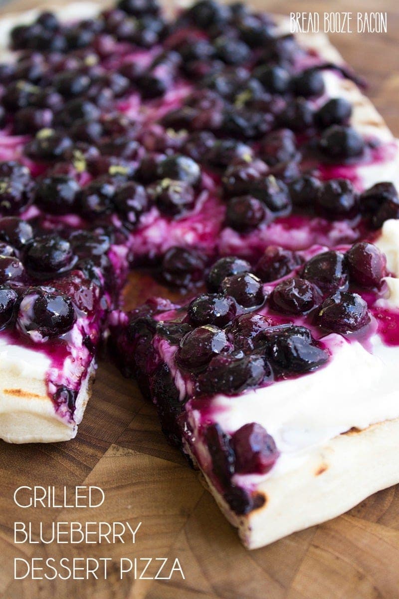 Grilled Blueberry Dessert Pizza is a perfect dessert for your next cookout! Prep your ingredients ahead of time and bring everything together in just 10 minutes!