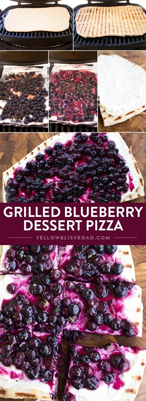 Grilled Blueberry Dessert Pizza is a perfect dessert for your next cookout! Prep your ingredients ahead of time and bring everything together in just 10 minutes!