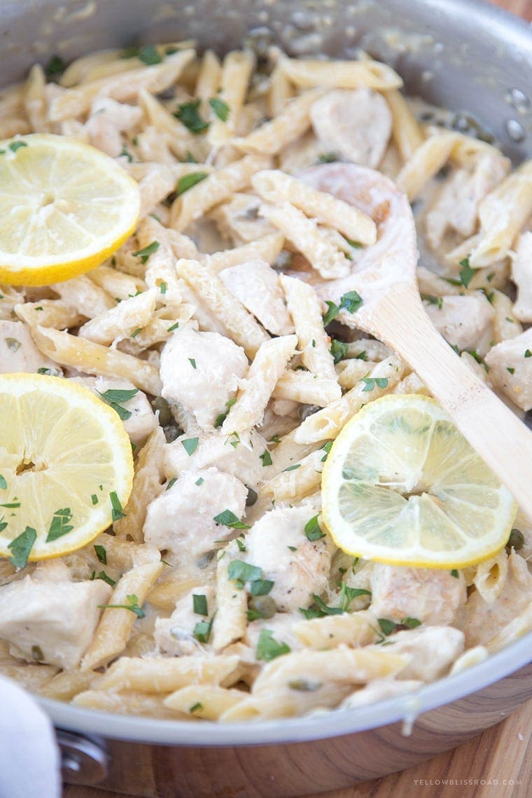 One Pan Lemon Picatta Chicken Pasta {Yellow Bliss Road}