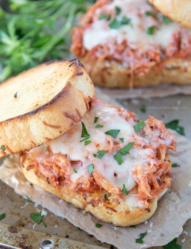 Shredded Chicken Parmesan Sandwich - Incredibly delicious and easy dinner recipe that's ready in under 15 minutes!
