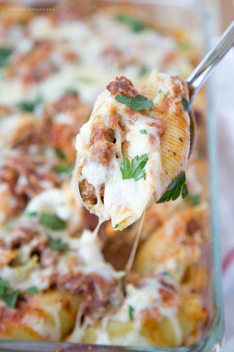 A close up of stuffed shells