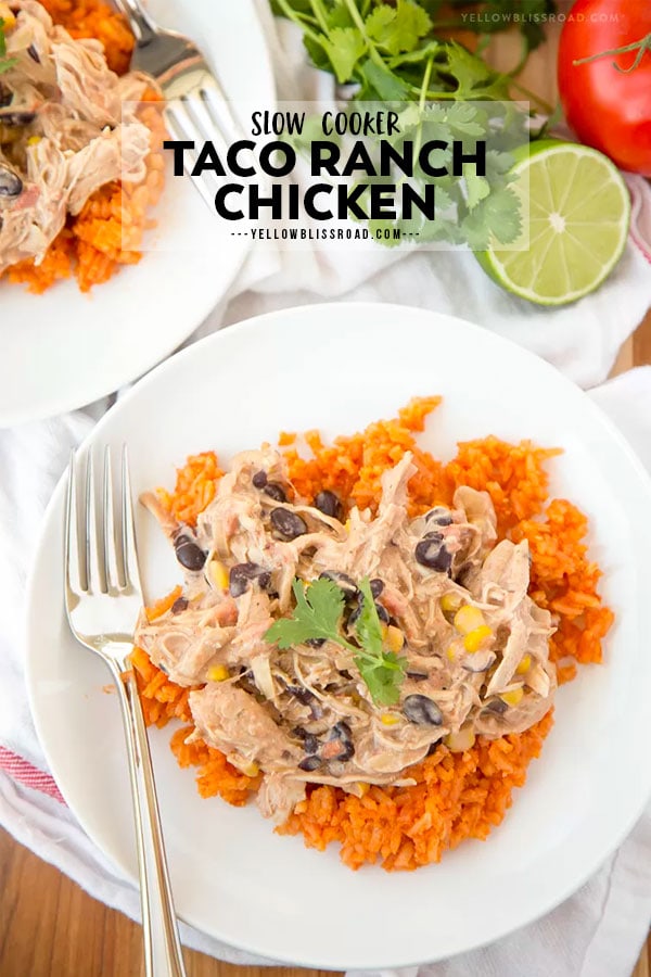 Slow Cooker Taco Ranch Chicken pinterest friendly image