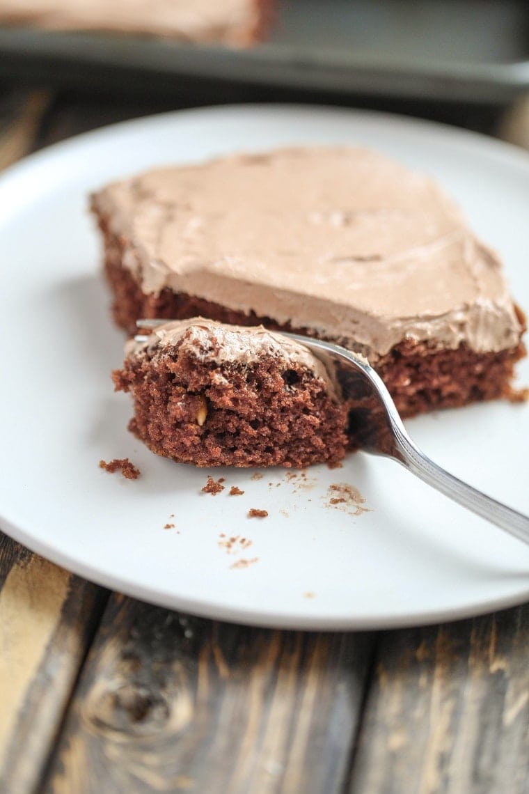 This Texas Sheet Cake is chocolate heaven! It is the perfect cake for a crowd, too.