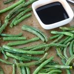 A close up of green beans