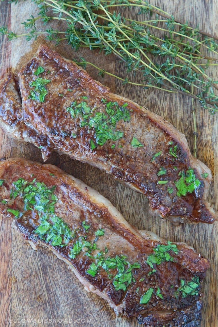 Two pieces of cooked steak