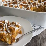 Nothing says fall like a big piece of Pumpkin Bread Pudding drizzled with cream cheese glaze!