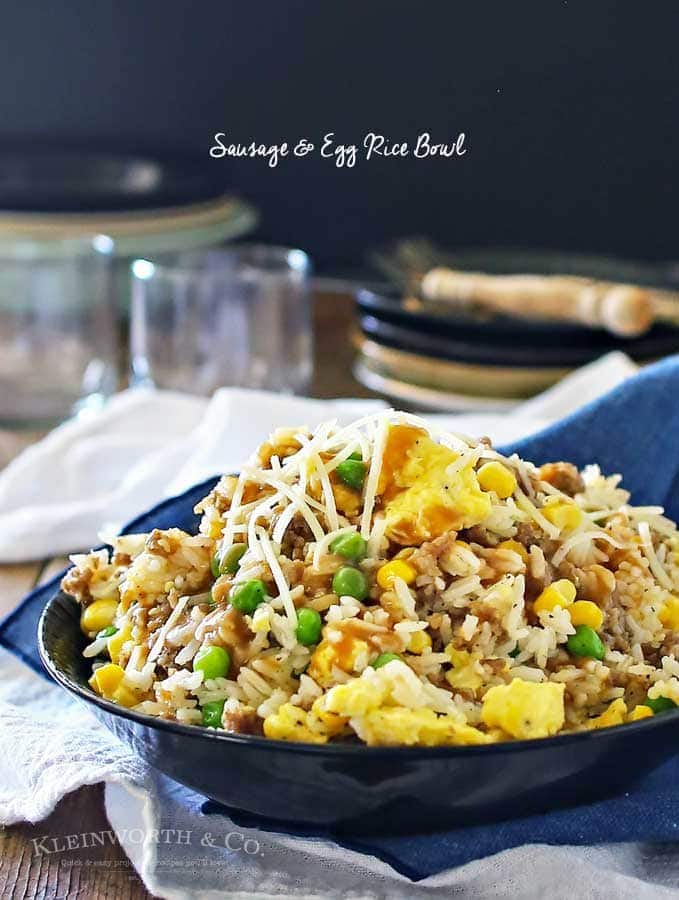 Sausage & Egg Rice Bowl - Part of 36 meals to make your weeknight dinners quick and easy!