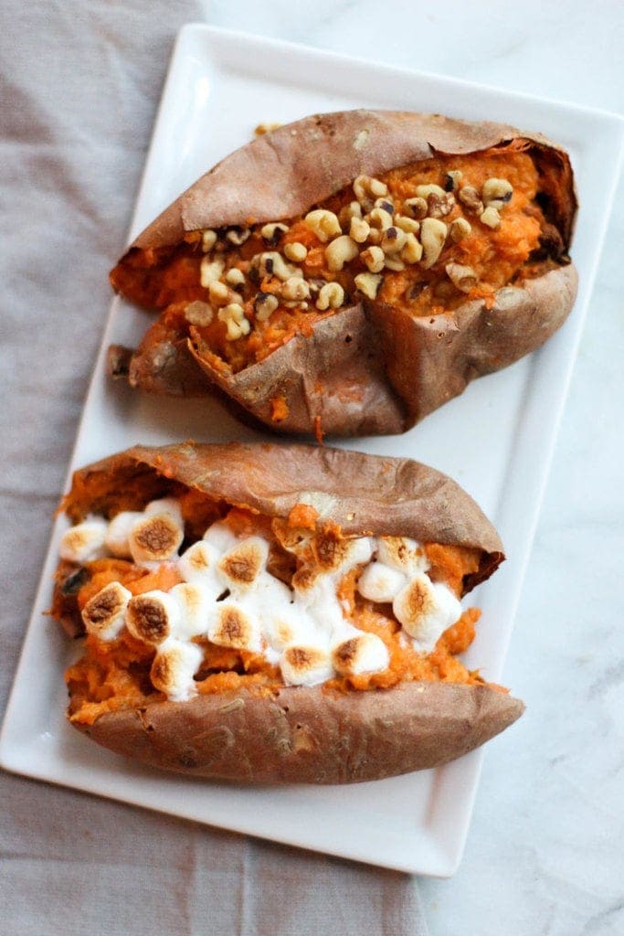 These Twice Baked Sweet Potatoes are full of fall flavors and make for a great side dish for Thanksgiving or any time this fall!