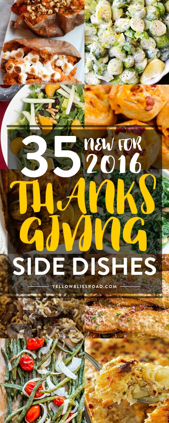 35 Thanksgiving Side Dishes - New for 2016! A huge list of side dish recipes to round our your Thanksgiving dinner.