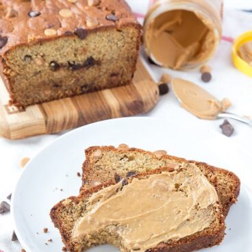 Peanut Butter Banana Bread - a protein packed and delicious snack! This take on classic banana bread will soon become your favorite quick bread recipe!