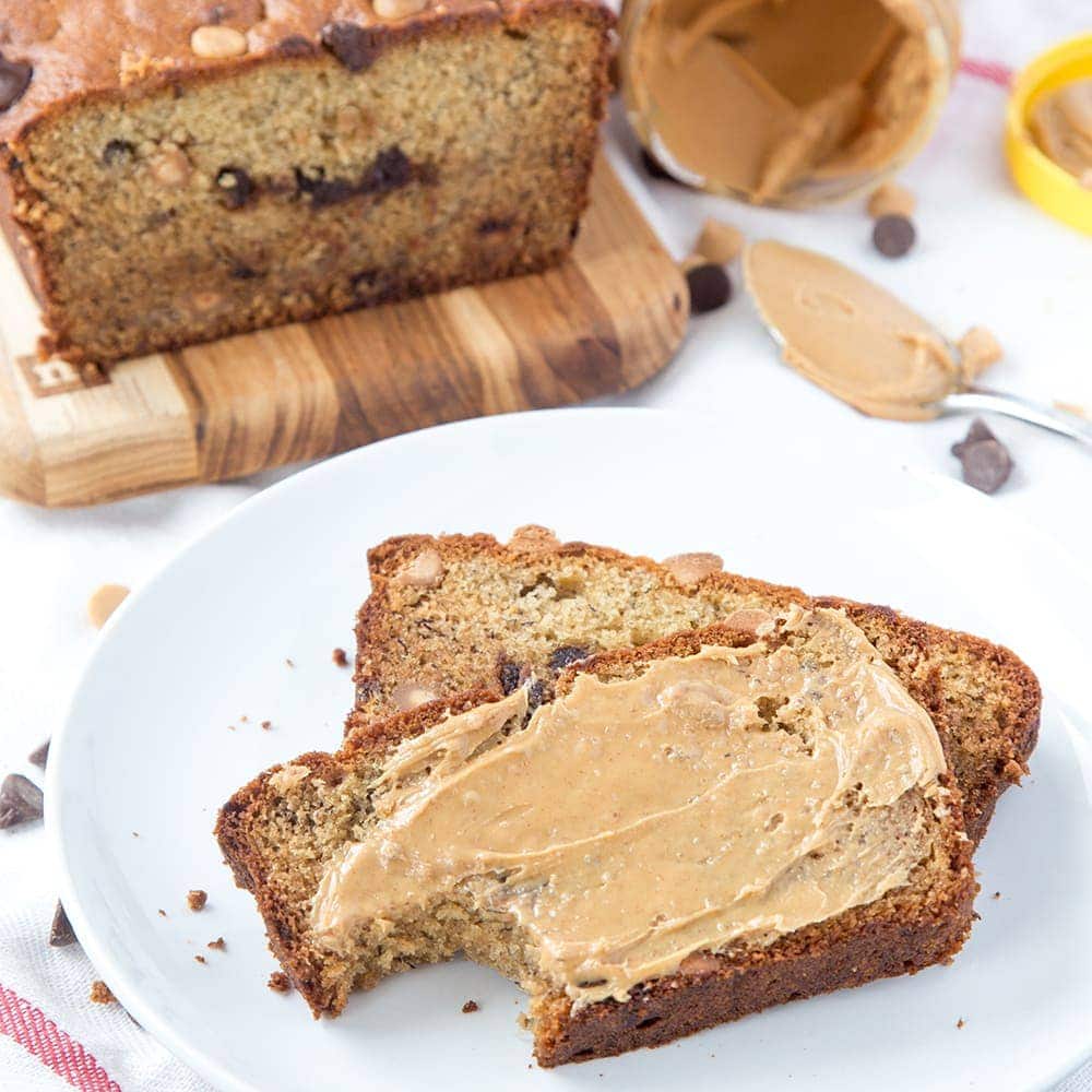 Peanut Butter Banana Bread - a protein packed and delicious snack! This take on classic banana bread will soon become your favorite quick bread recipe!