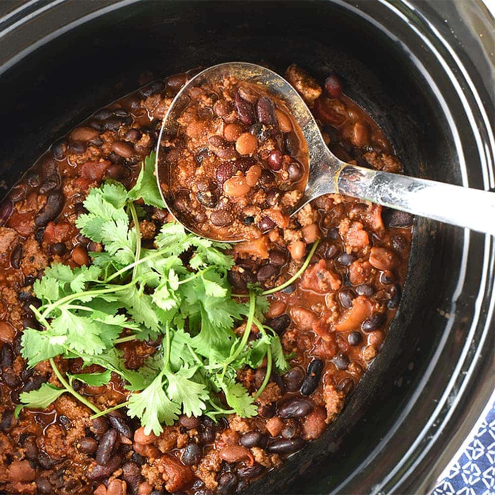 Slow Cooker Beefy ThreeBean Chili Yellow Bliss Road