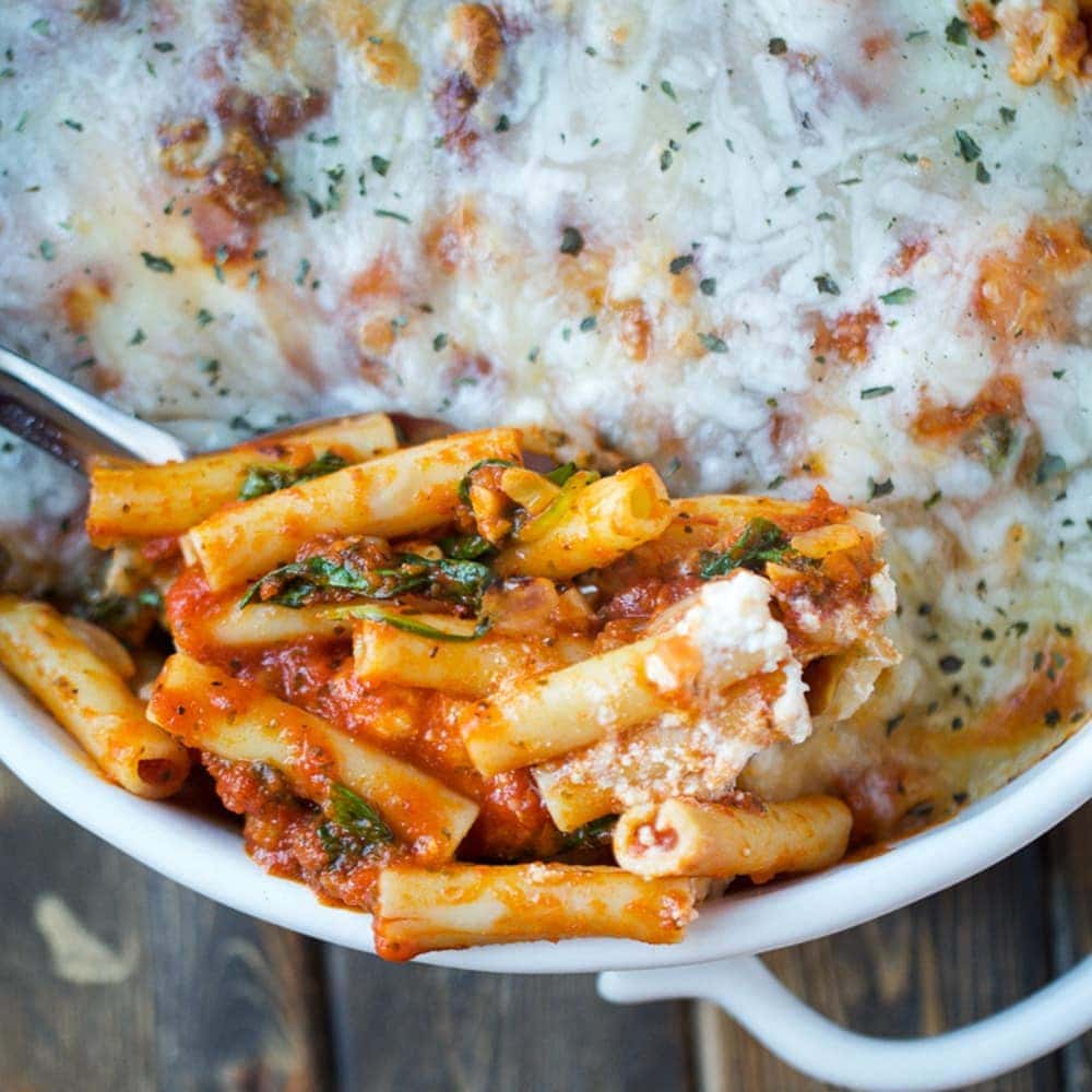 spinach baked ziti yellow