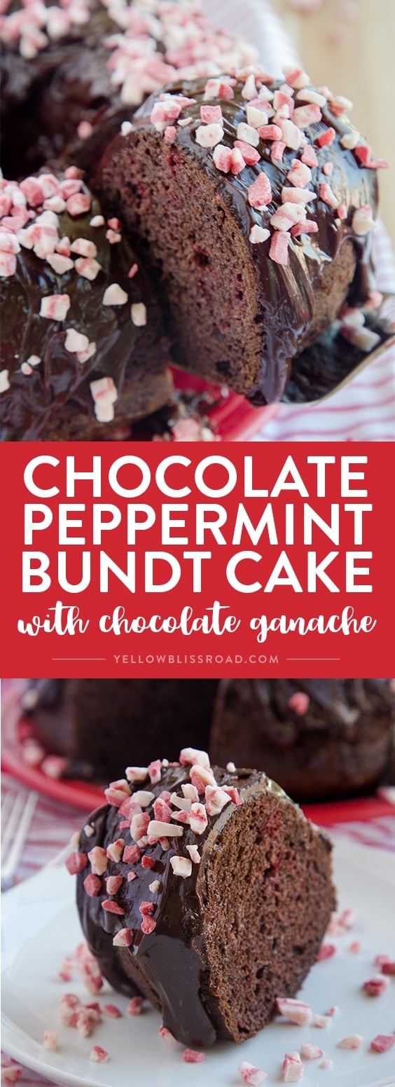 Chocolate Peppermint Crunch Bundt Cake 