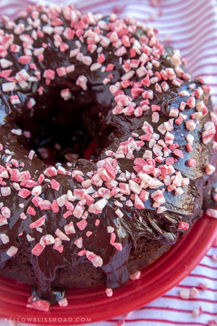 Chocolate Peppermint Crunch Bundt Cake 