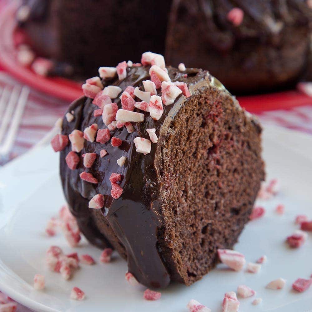 Chocolate Peppermint Crunch Bundt Cake