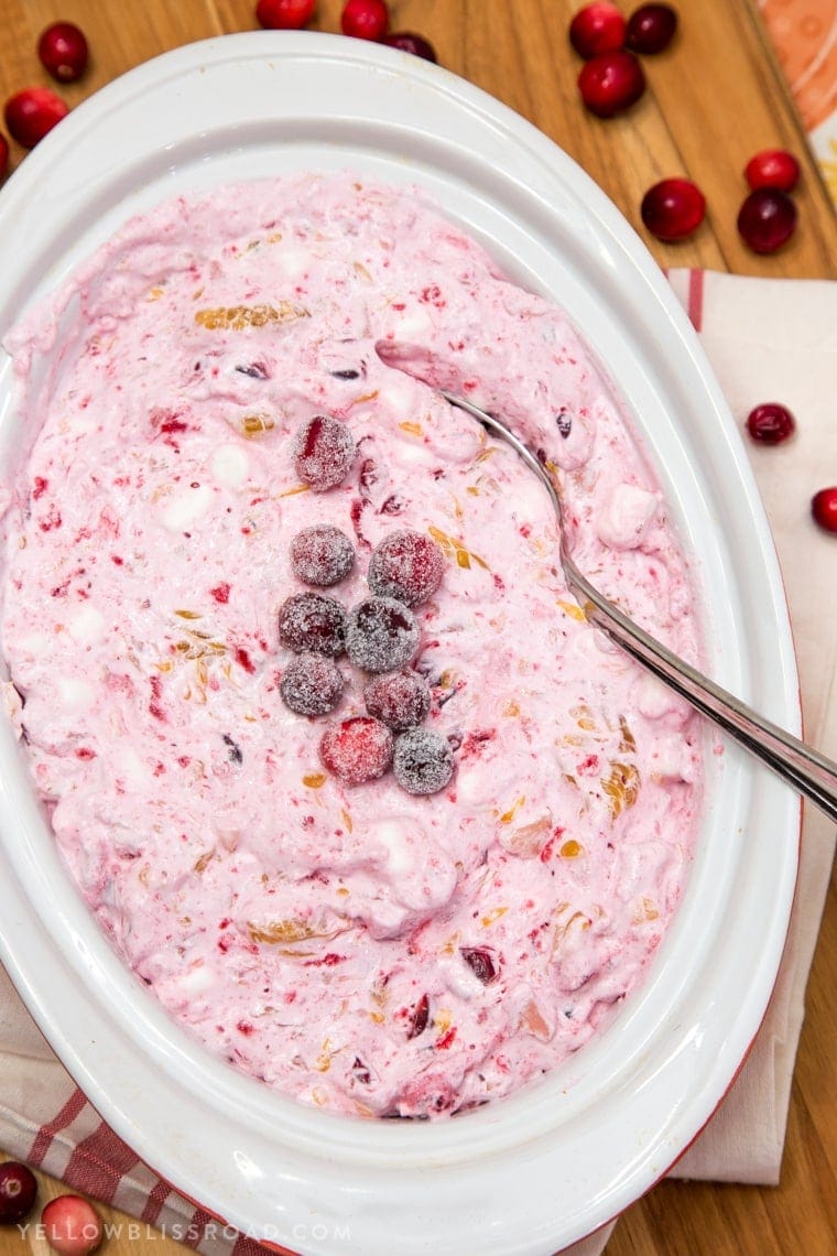 This Cranberry Fluff Salad is the perfect side dish or dessert for the holidays! @Anolon #ad