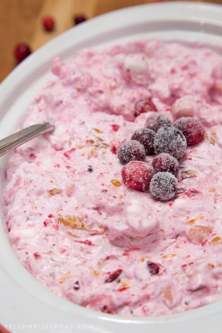 This Cranberry Fluff Salad is the perfect side dish or dessert for the holidays! @Anolon #ad