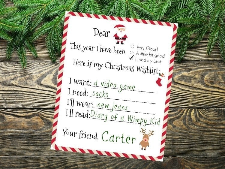Dear Santa, Printable Wishlist
