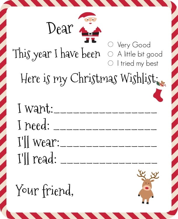 Dear Santa, Printable Wishlist