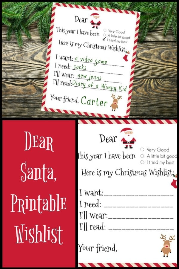 Dear Santa, Printable Wishlist