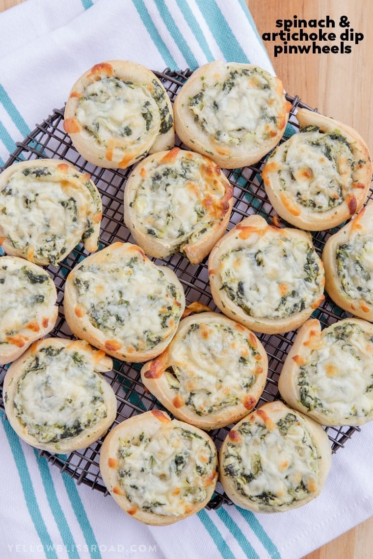 Close up of Artichoke Spinach pinwheels