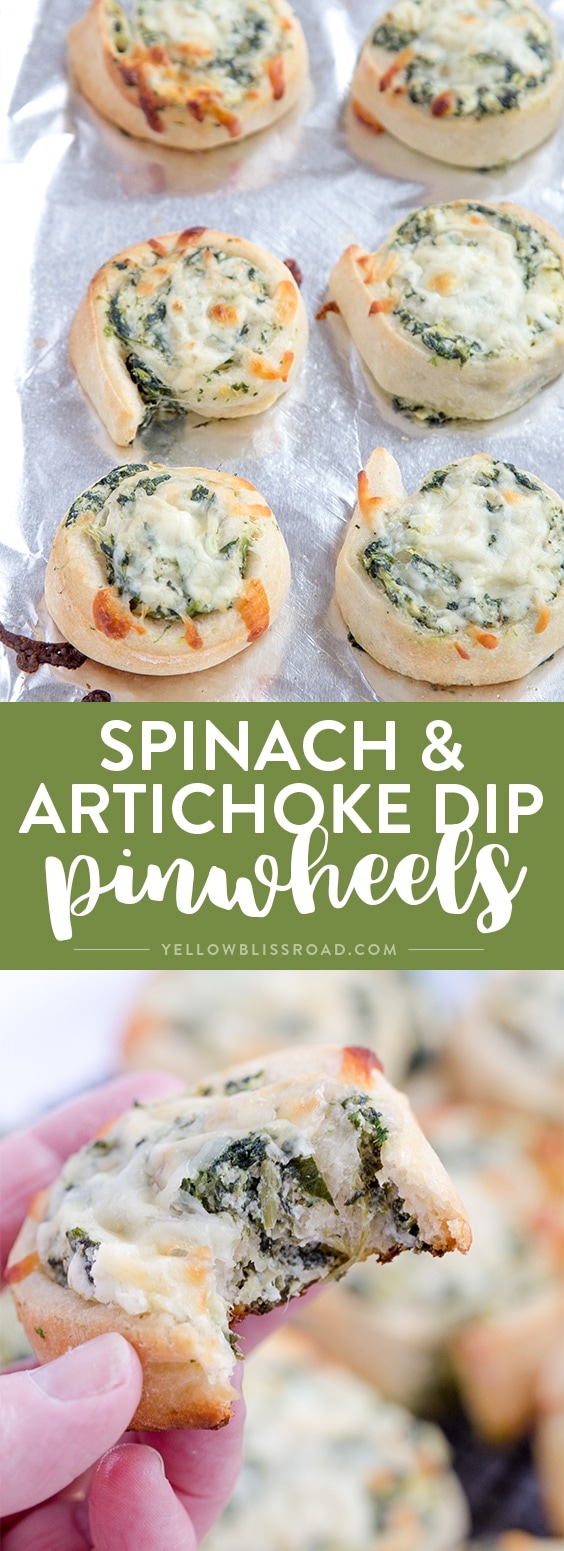 Creamy delicious Spinach Artichoke Dip Pinwheels are an easy finger food that makes the perfect appetizer for any party.