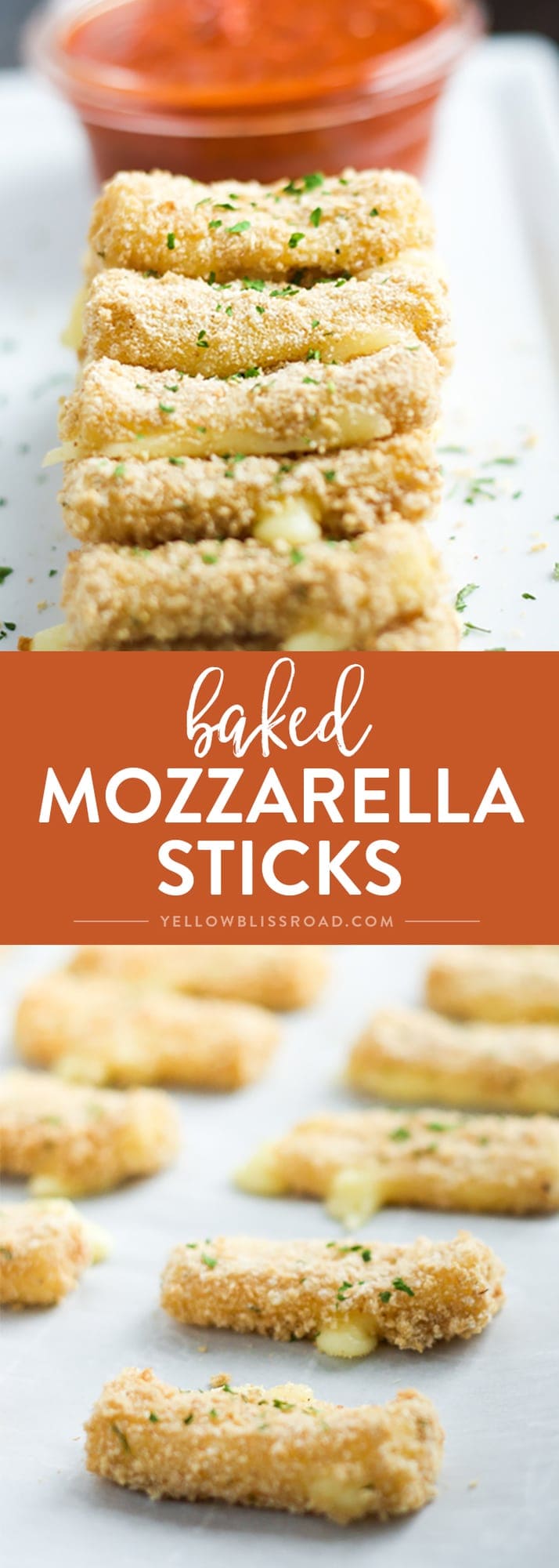 Social media image of baked mozzarella sticks