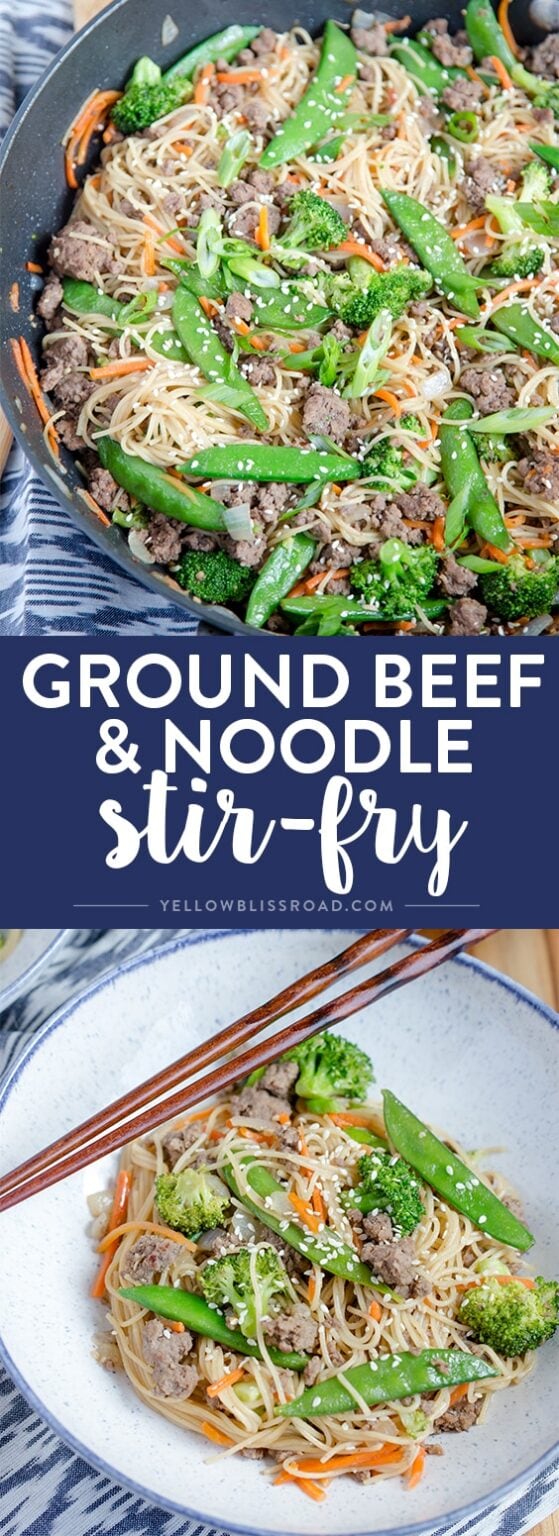 Quick Ground Beef and Noodles Stir Fry Recipe | YellowBlissRoad.com