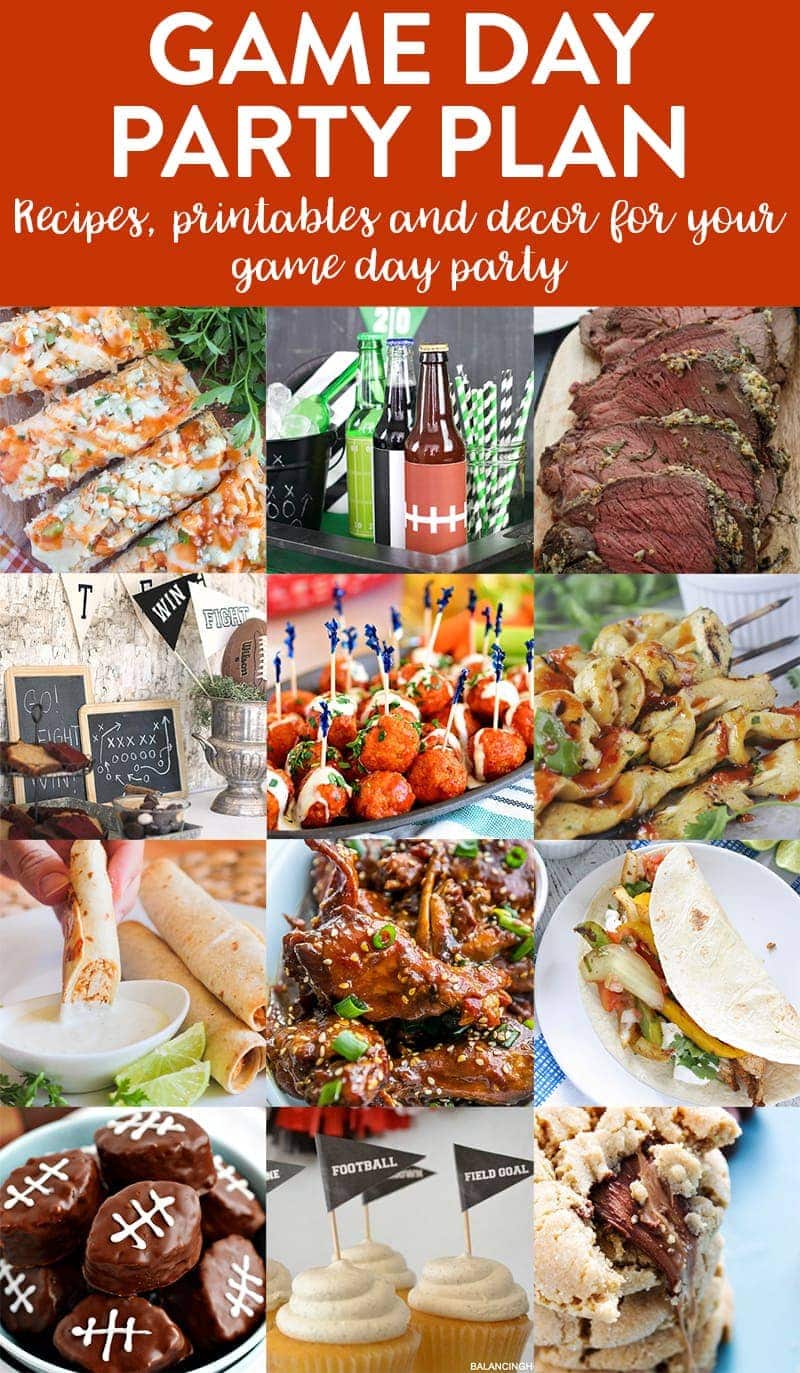 game day party plan | football | big game | entertaining | recipes | appetizers | printables 