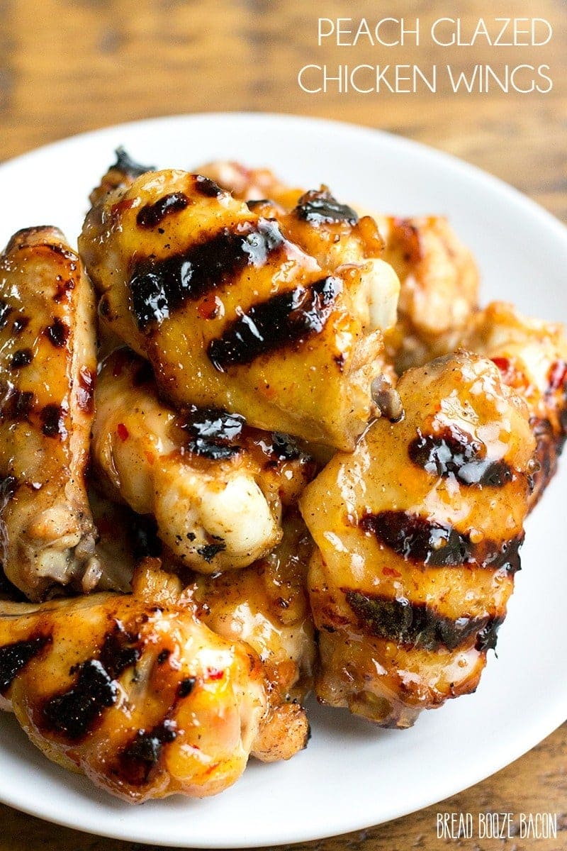 Peach Glazed Chicken Wings are my go to game day wings! Easy to make and packed with flavor!