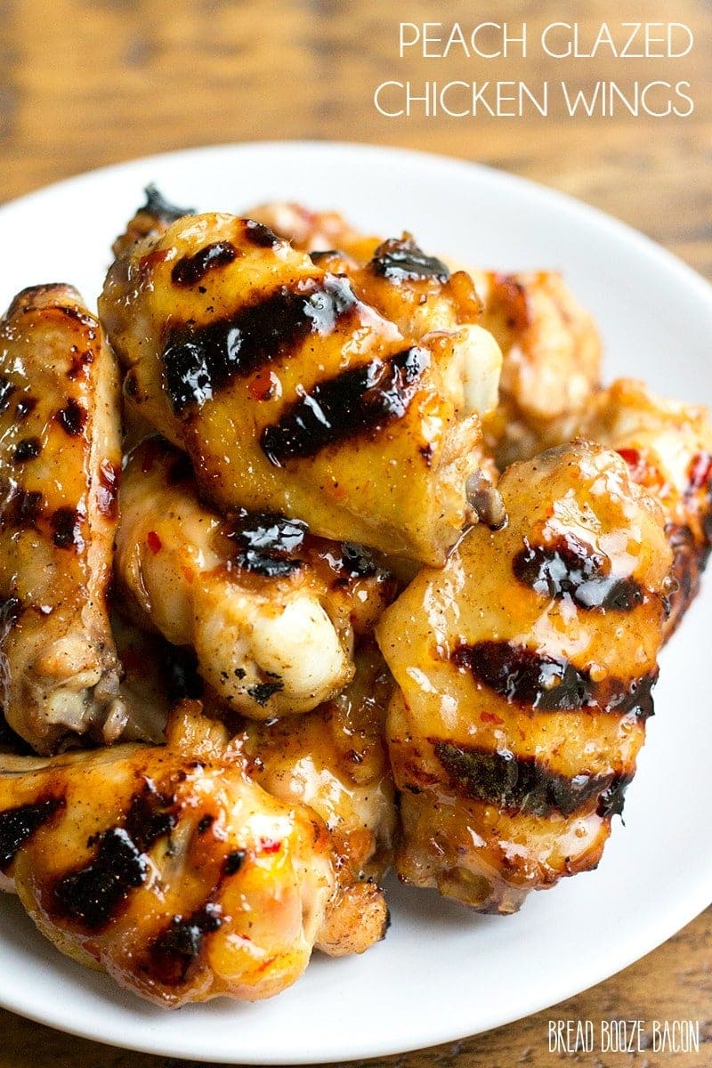 Peach Glazed Chicken Wings are my go to game day wings! Easy to make and packed with flavor!