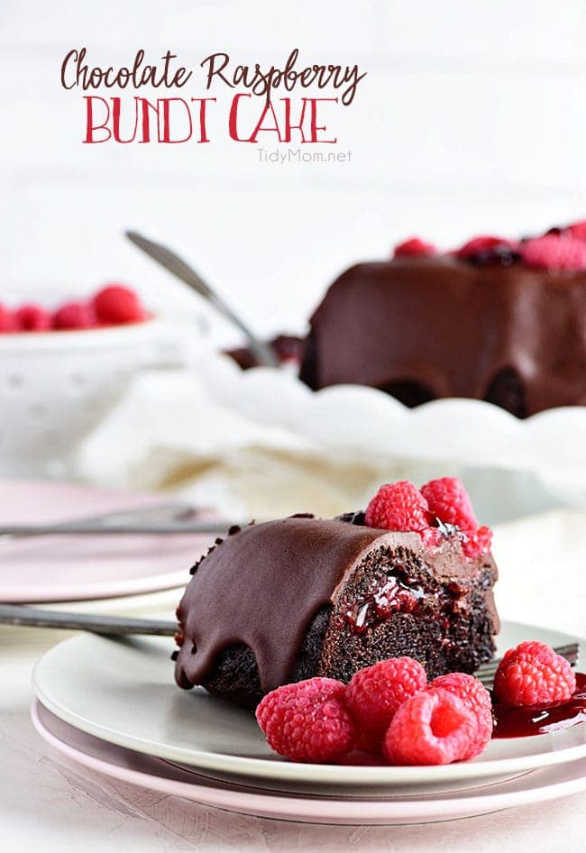 Social media image of Chocolate Raspberry Bundt Cake