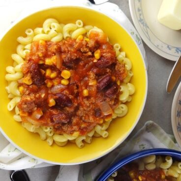 Easy Goulash with Corn is a simple pasta recipe that your whole family will love!
