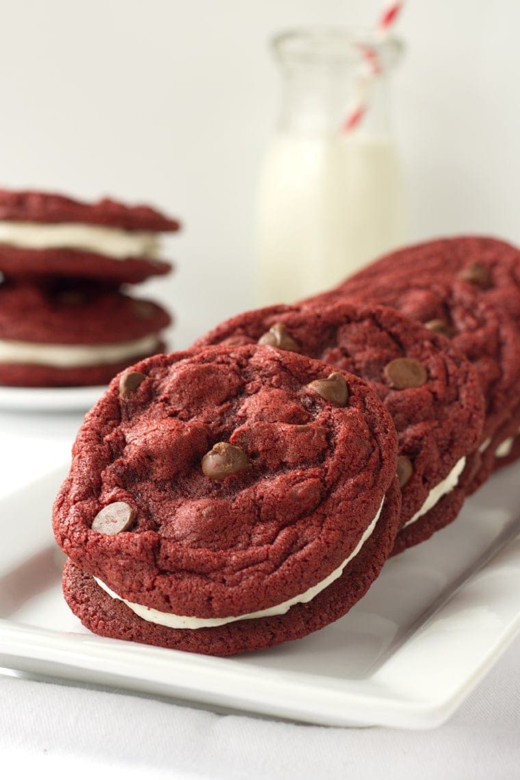 Red Velvet Sandwich Cookies - a yummy Valentine's Day Treat!