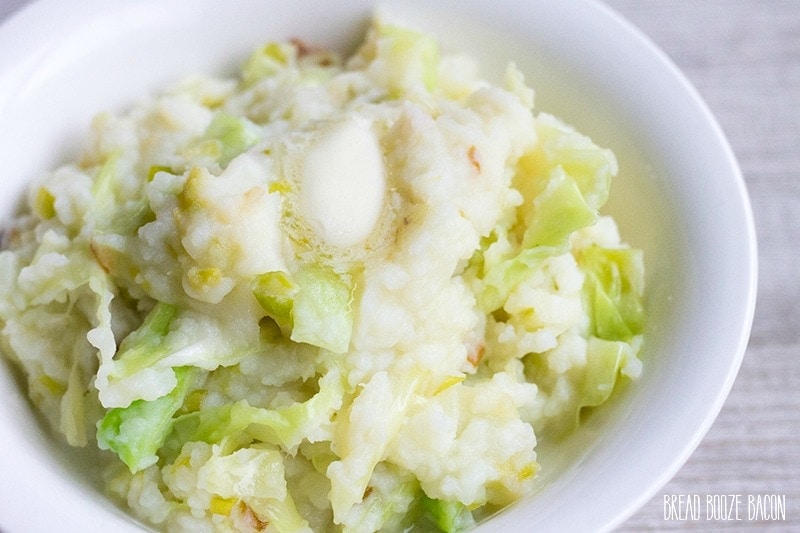 Colcannon - a traditional Irish recipe of mashed potatoes, cabbage & leeks for St. Patrick's Day.