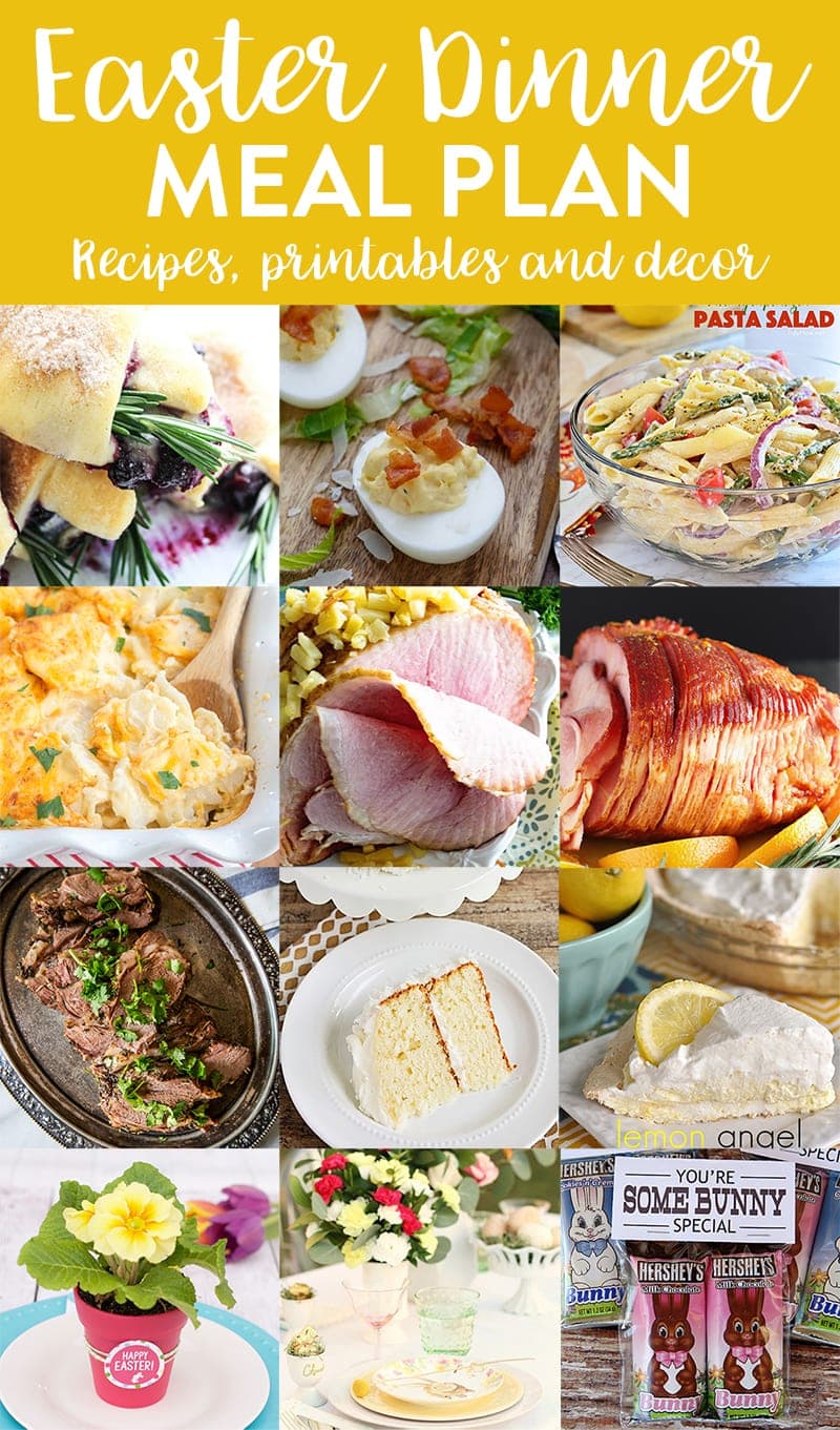 Easter Dinner Meal Plan - a full menu of recipes for Easter dinner, plus some gorgeous Easter table setting ideas and Easter printables!